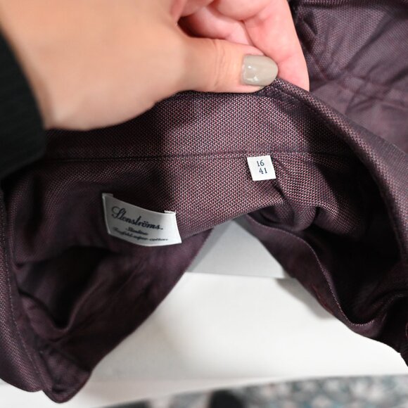 Stenströms Men's Twofold Super Cotton Purple Long Sleeve Button Down Size 41 - Picture 8 of 10